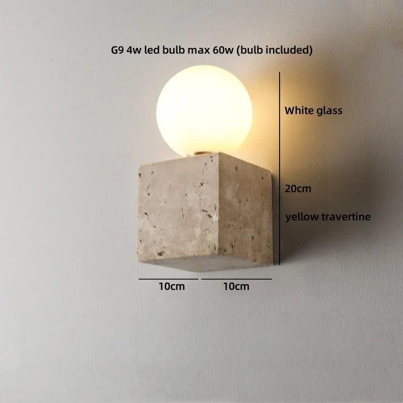 Brio - Wandleuchte aus natürlichem Travertin mit nach oben