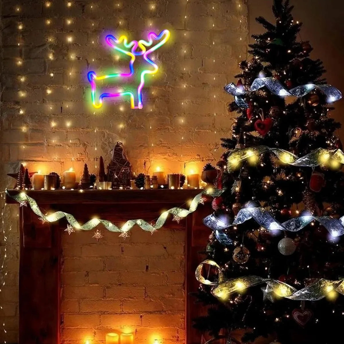 Rentier-Strumpfbaum - LED-Neon-Weihnachtsdekoration