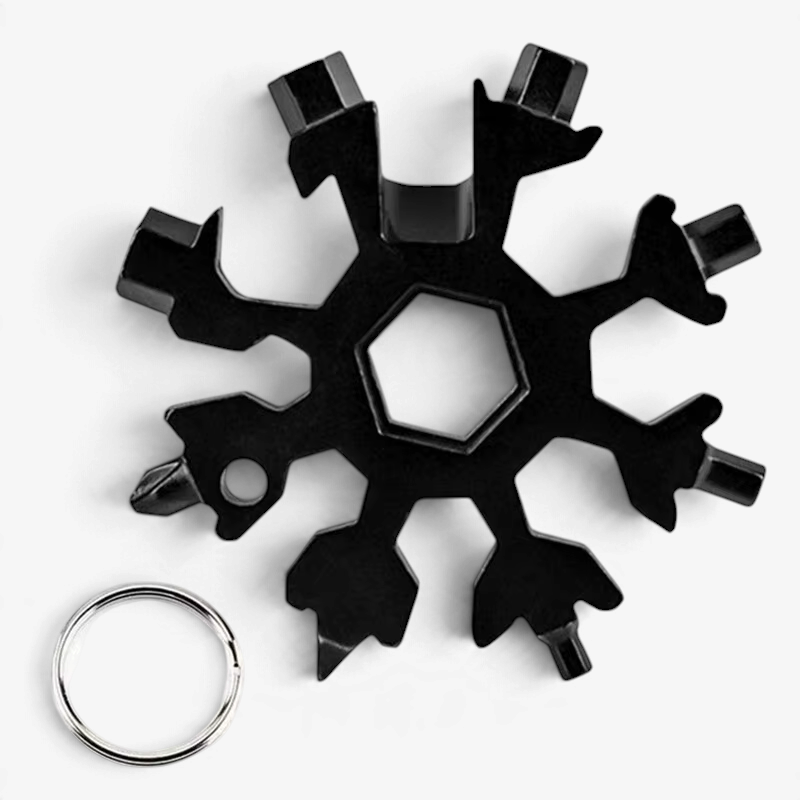 FrostWrench - 18-in-1 Schneeflocken-Multitool-Schlüssel mit Sechskant- und Achteckfunktionen