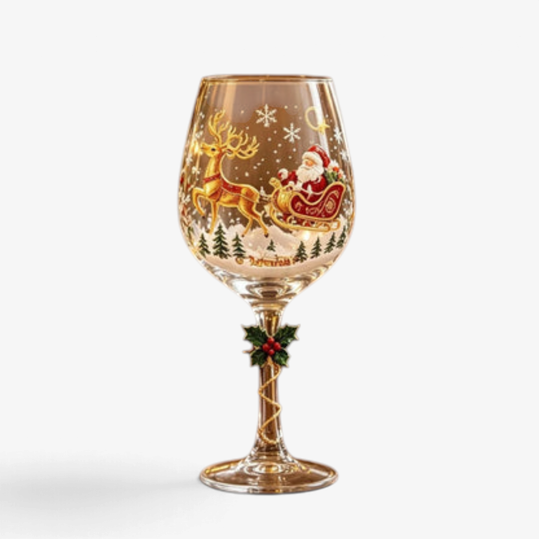 SantaSip - Weihnachtsweinglas mit Weihnachtsmannmotiv