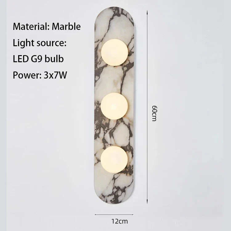 Luara - LED-Wandleuchte aus Naturmarmor mit 2-3 Kugelköpfen
