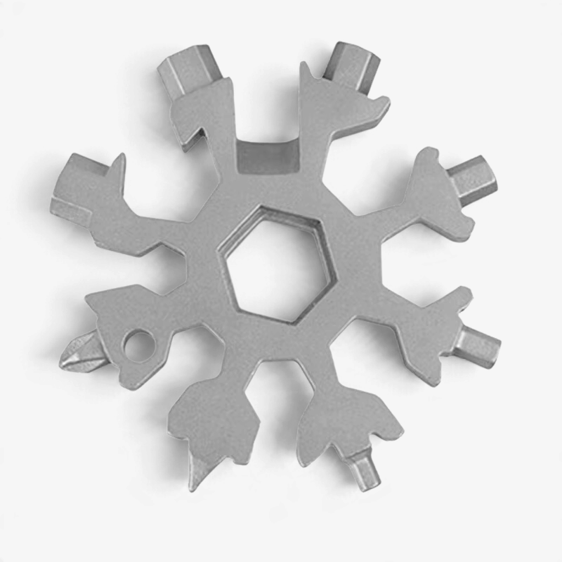 FrostWrench - 18-in-1 Schneeflocken-Multitool-Schlüssel mit Sechskant- und Achteckfunktionen