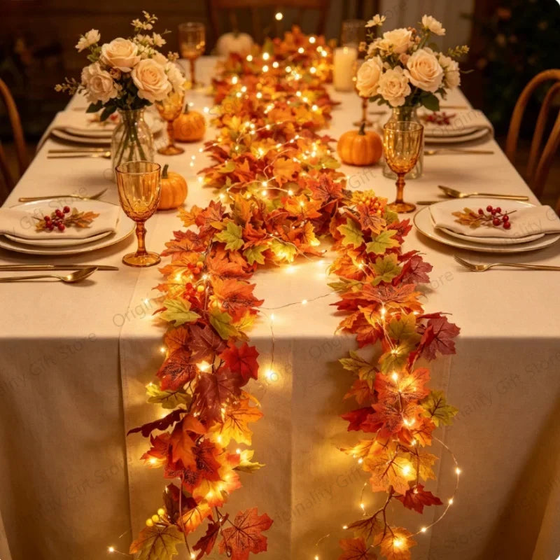 AutumnLuma - Dekorative Lichterkette mit Herbstblättern und LED-Lichtern
