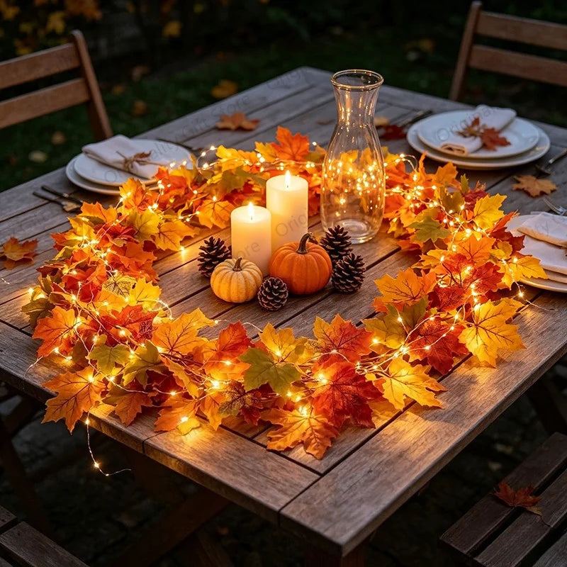 AutumnLuma - Dekorative Lichterkette mit Herbstblättern und LED-Lichtern