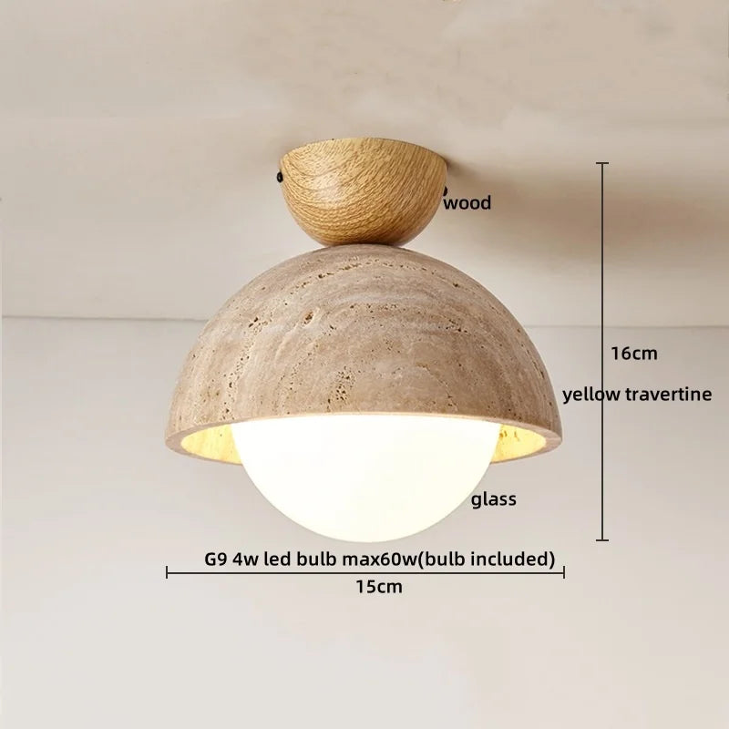 Lumio - Travertin-Deckenleuchte E27 im Wabi-Sabi-Design