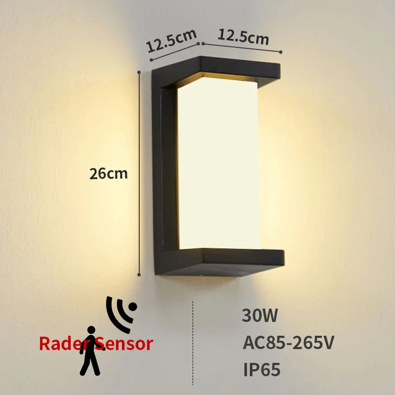 Natura - IP65 LED-Außenwandleuchte mit Radarsensor