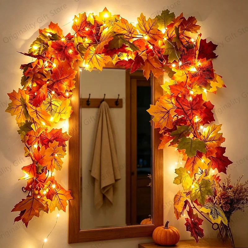 AutumnLuma - Dekorative Lichterkette mit Herbstblättern und LED-Lichtern