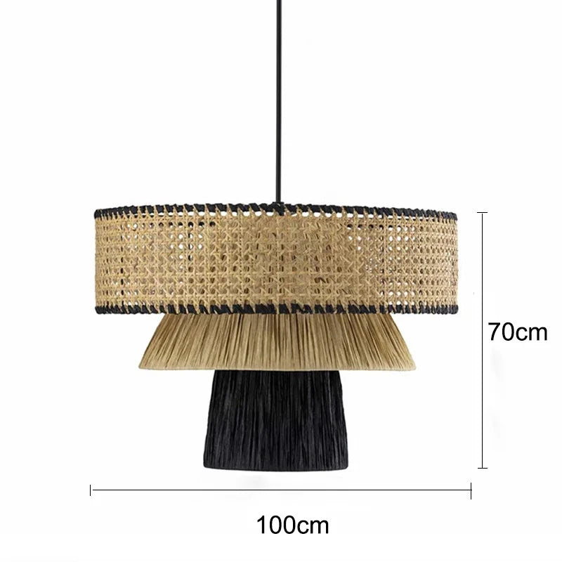 Stella - Rattan-Pendelleuchte E27 im japanischen