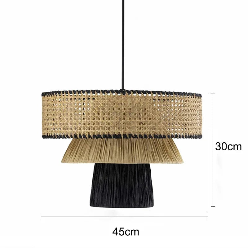 Stella - Rattan-Pendelleuchte E27 im japanischen