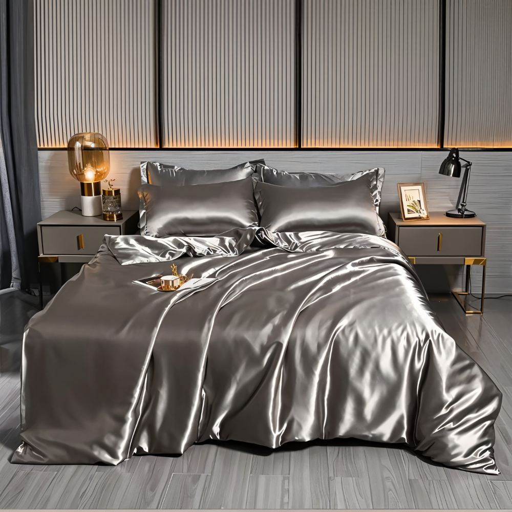 SilkySoft - Bettdecke - Seidensatin Bettwäsche-Set