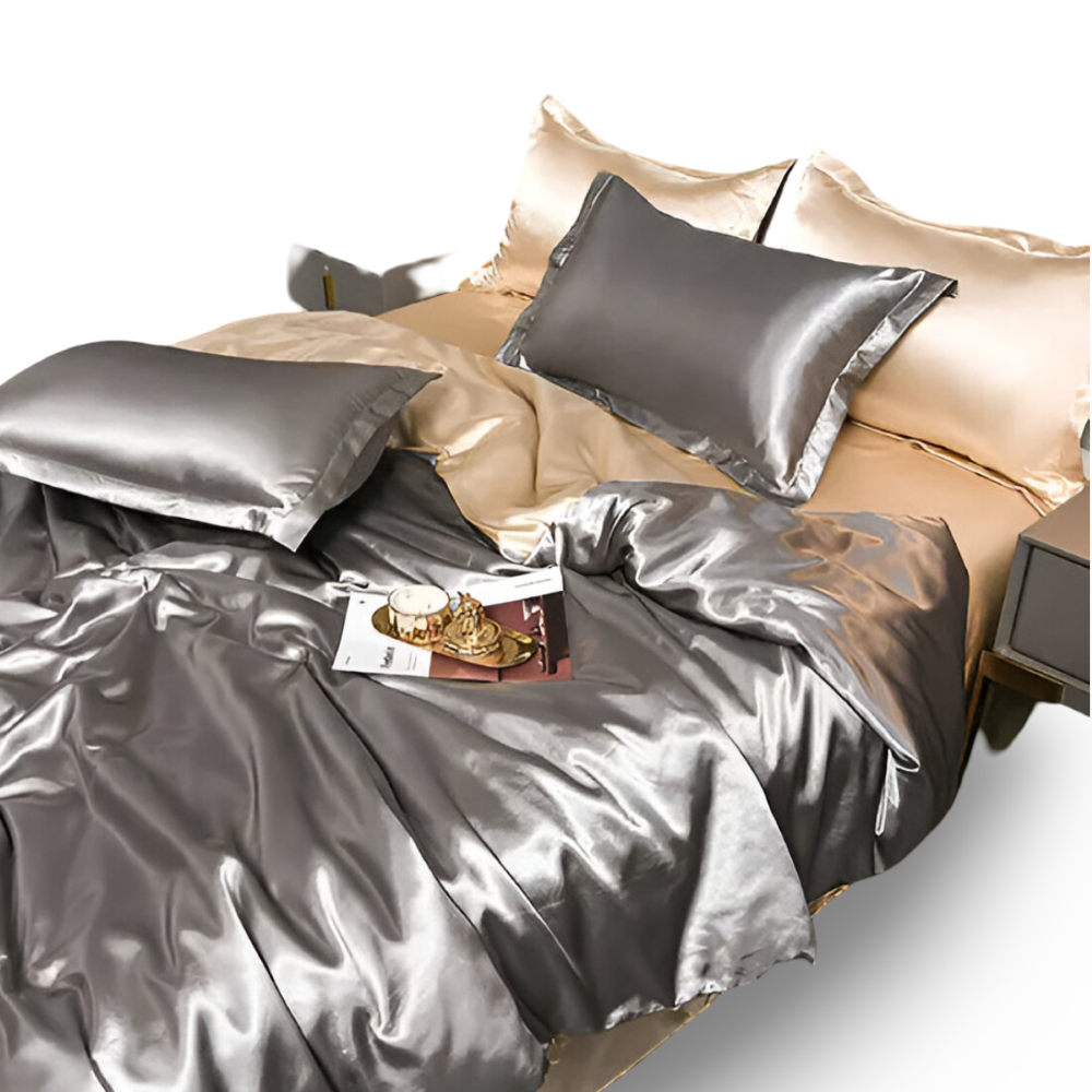 SilkySoft - Bettdecke - Seidensatin Bettwäsche-Set