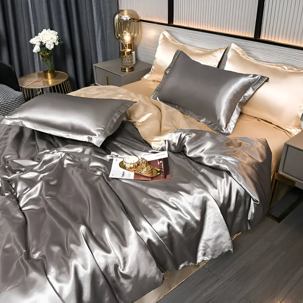 SilkySoft - Bettdecke - Seidensatin Bettwäsche-Set