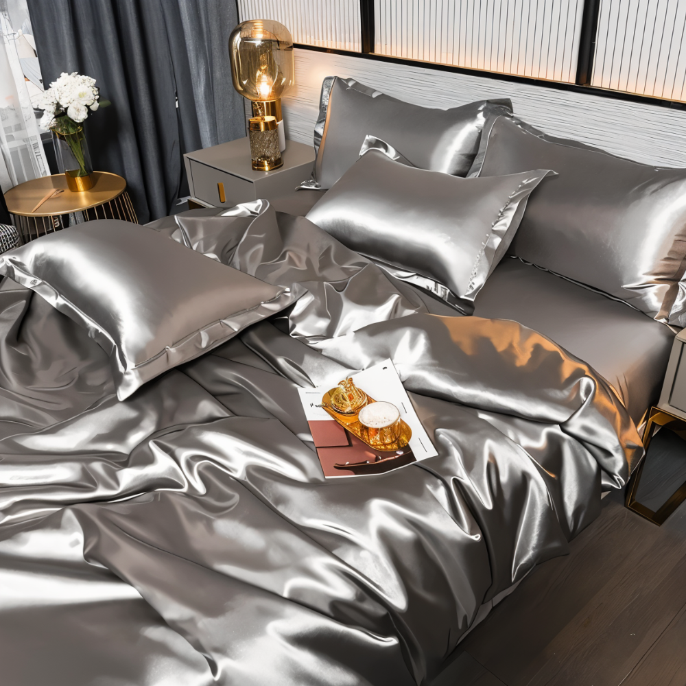 SilkySoft - Bettdecke - Seidensatin Bettwäsche-Set