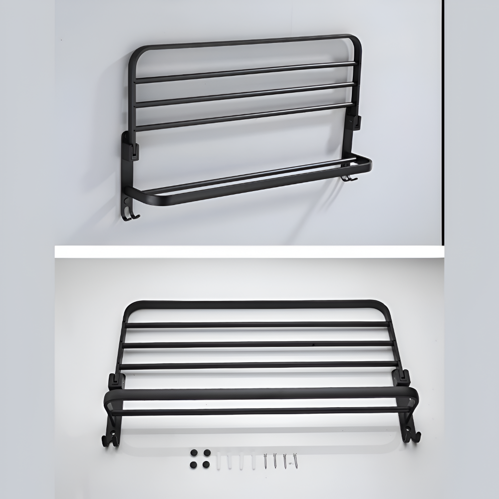 SleekBlack Handtuchhalter - Premium Aluminium Handtuchständer mit Haken