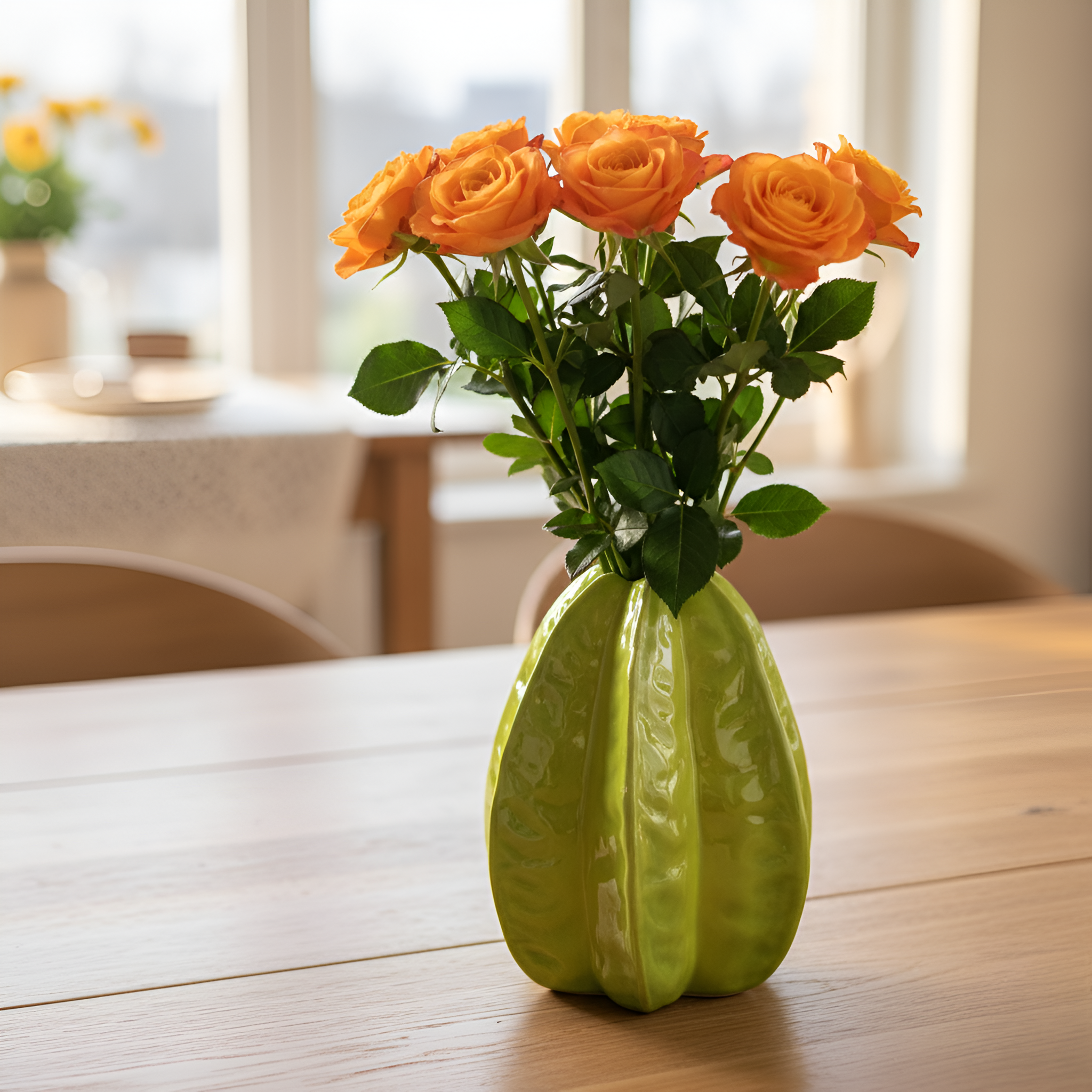 Artisan Gefertigter Keramik Sternfrucht Blütenvase - Auffälliges Dekoratives Wohnaccessoire