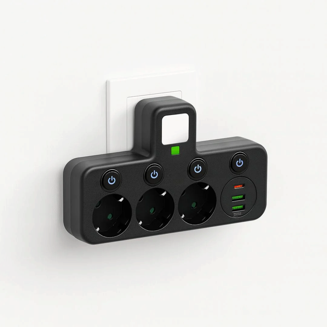 VoltBridge - Steckdosenleiste mit 3 Steckplätzen, USB- und Typ-C-Anschlüssen