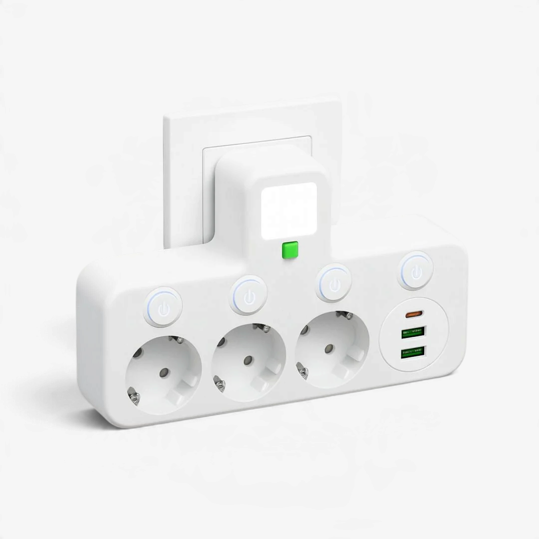 VoltBridge - Steckdosenleiste mit 3 Steckplätzen, USB- und Typ-C-Anschlüssen