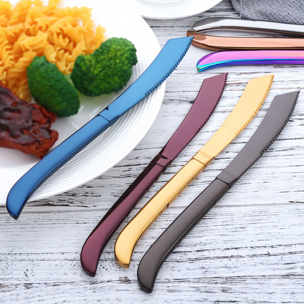 Gezacktes - Messer-Set Edelstahl beschichtet 4/6-tlg