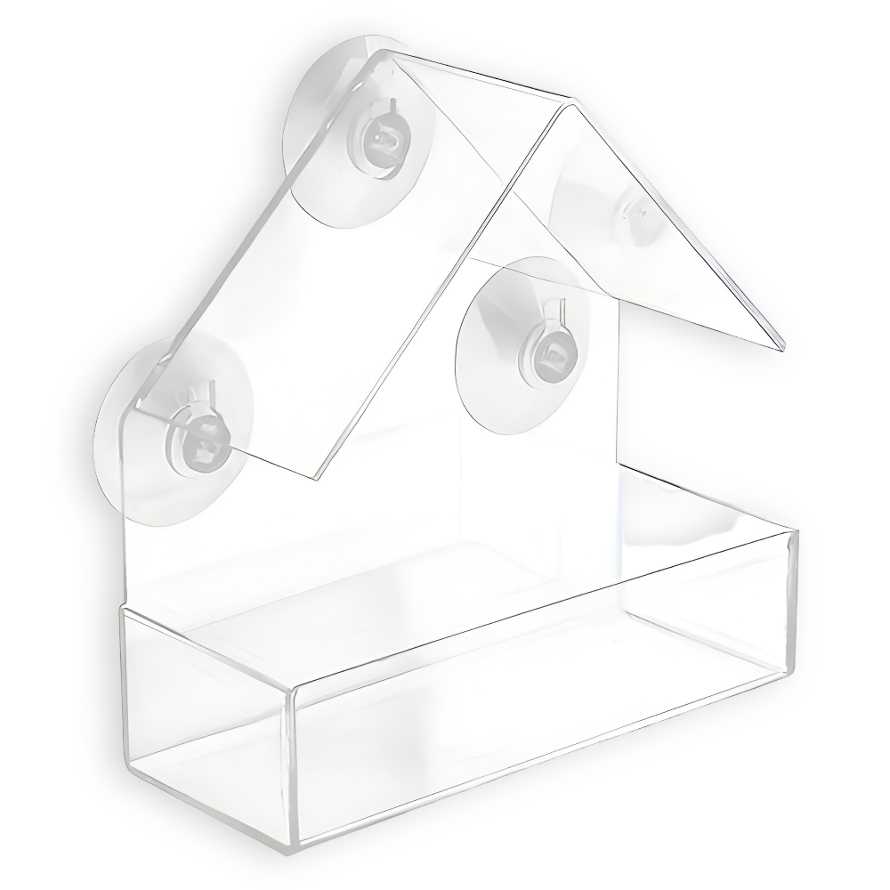 TrayHaven - Fenster-Vogelfutterhaus transparent aus Acryl