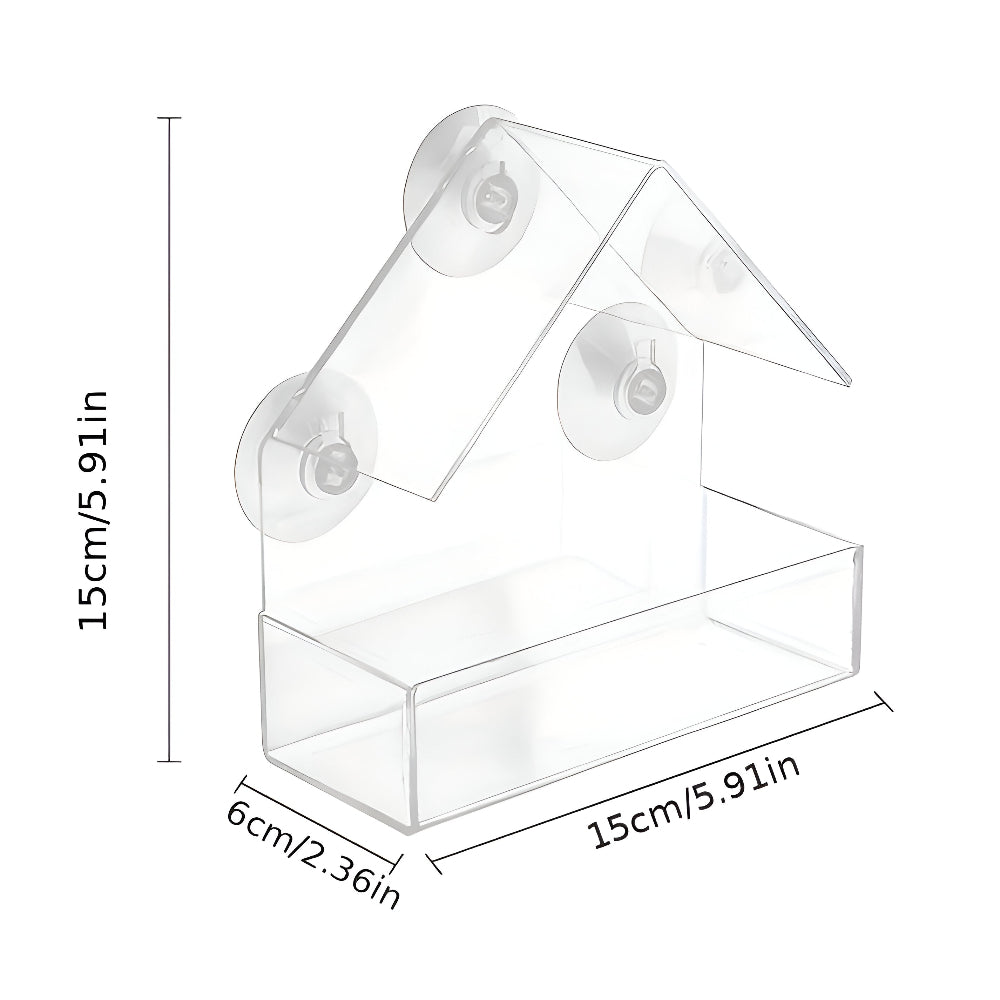 TrayHaven - Fenster-Vogelfutterhaus transparent aus Acryl