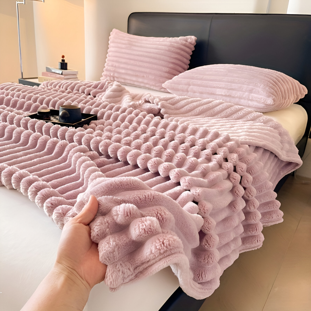 Fleece - Kuscheldecke gestreift aus Polyester