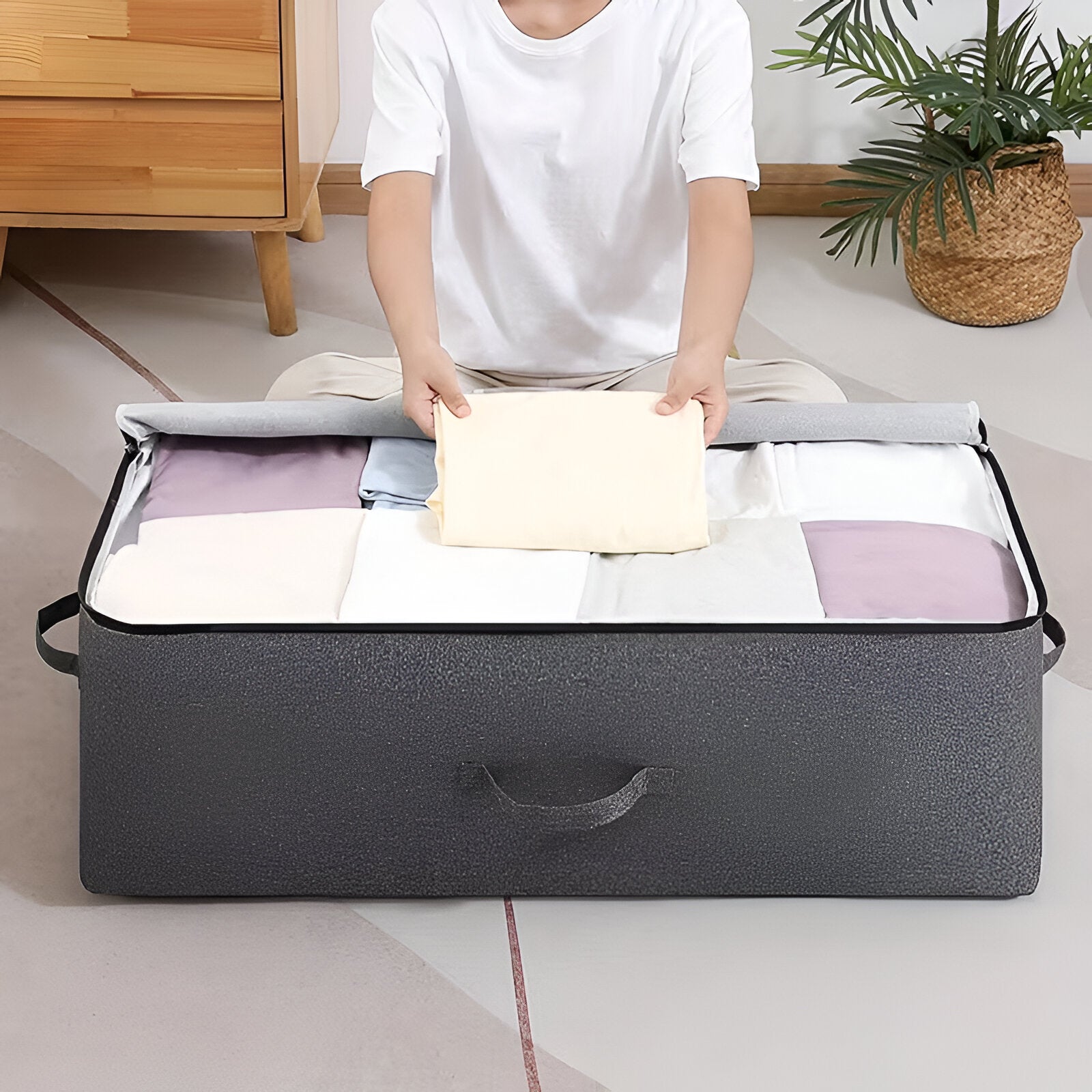 Unterbett-Aufbewahrungsbox - Stoff mit Sichtfenster