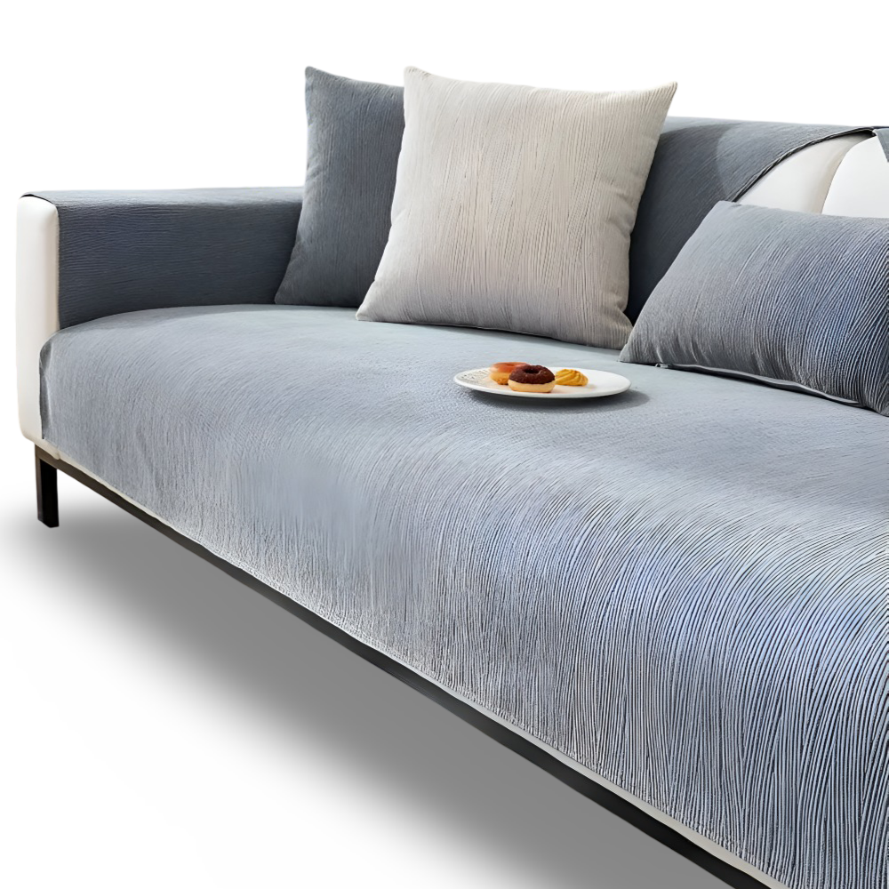 UniQuilted Sofabezug - High Density Chenille Baumwoll Couchbezug mit Rutschfester Silikonrückseite