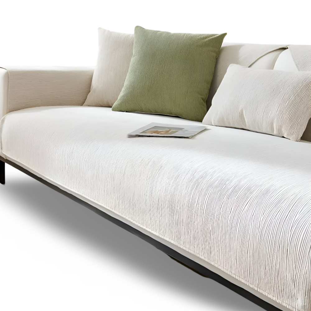 UniQuilted Sofabezug - High Density Chenille Baumwoll Couchbezug mit Rutschfester Silikonrückseite