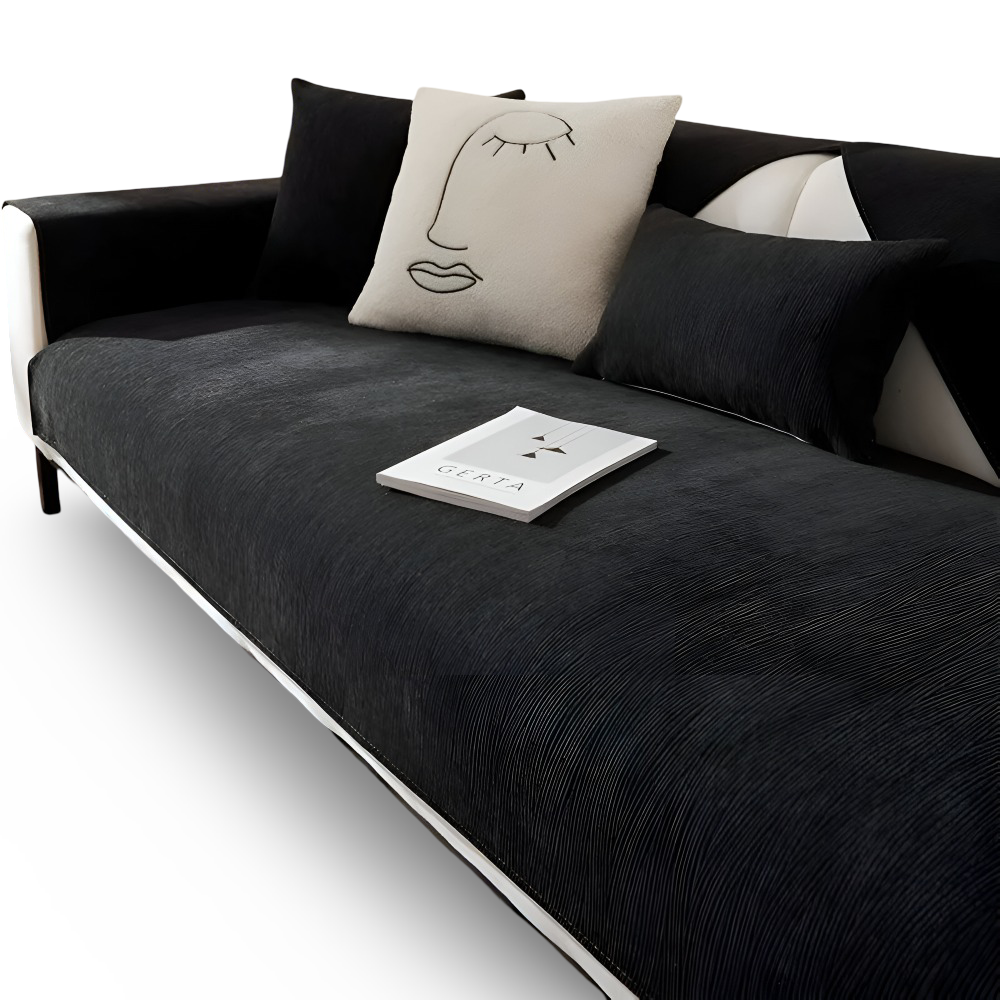 UniQuilted Sofabezug - High Density Chenille Baumwoll Couchbezug mit Rutschfester Silikonrückseite