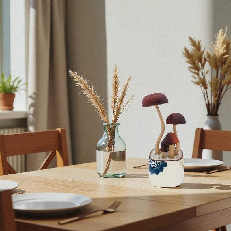 Dekorativer Schreibtisch Topf mit verspieltem Pilzdesign