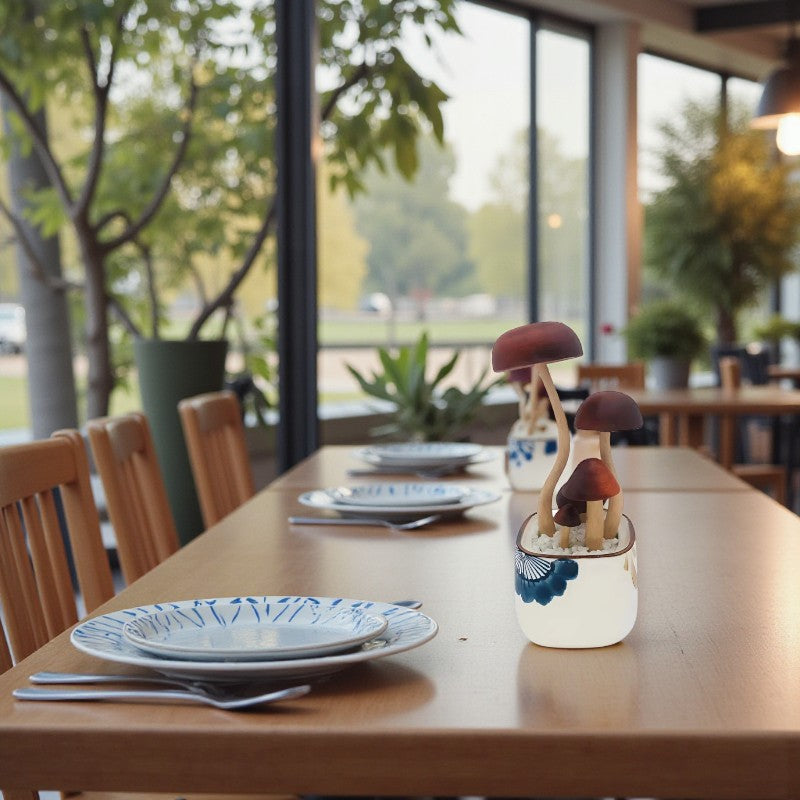 Dekorativer Schreibtisch Topf mit verspieltem Pilzdesign