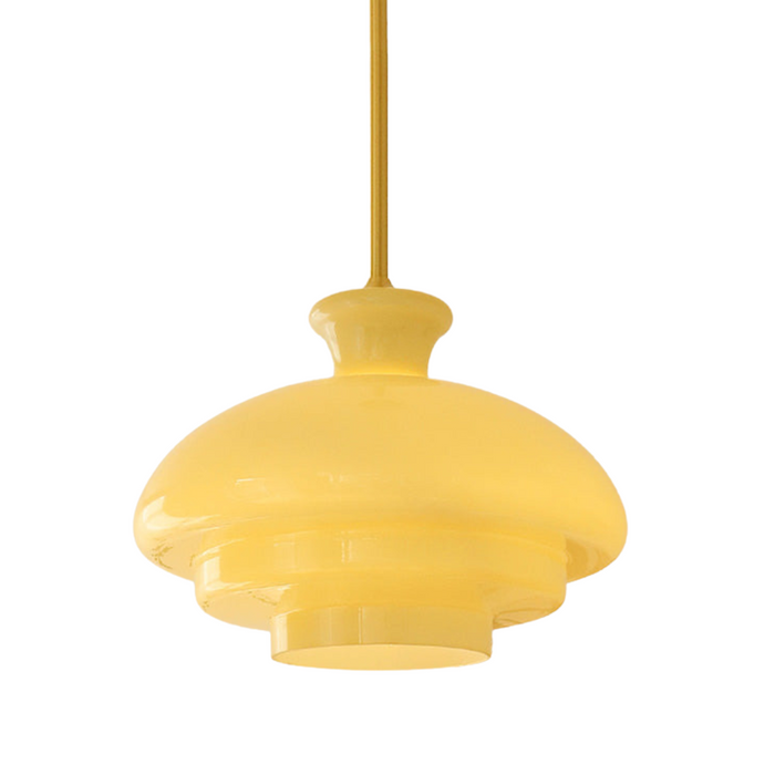 Celira - Bauhaus Pendelleuchte Glas Cremegelb