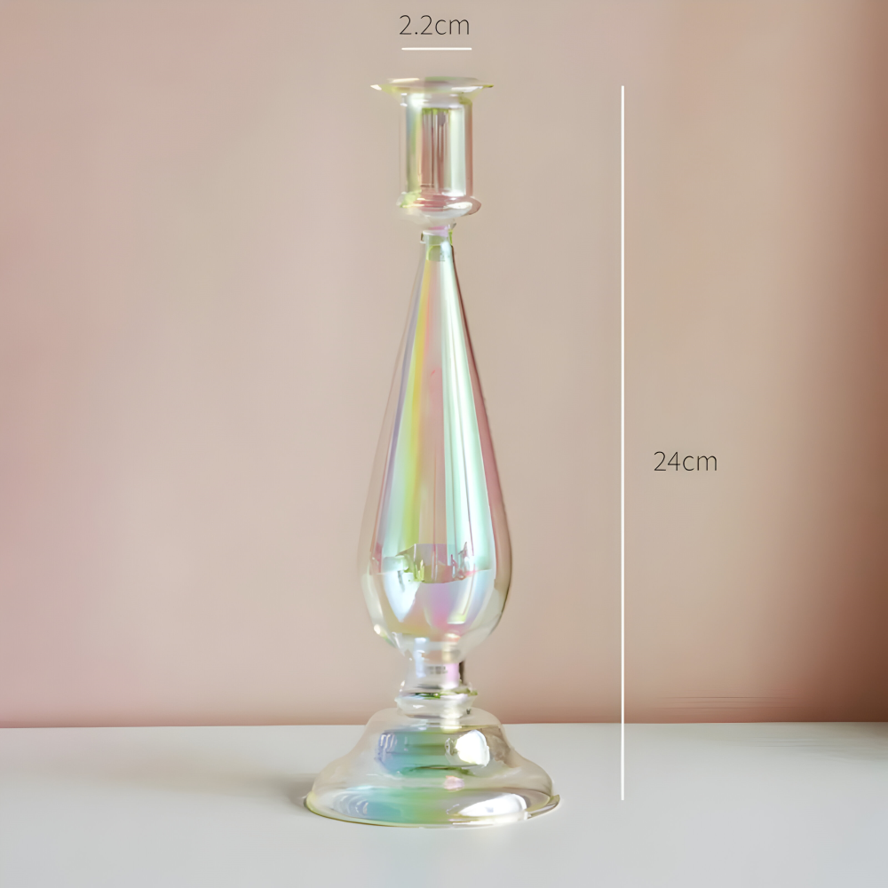 Kunstglas - Kerzenhalter regenbogenfarben