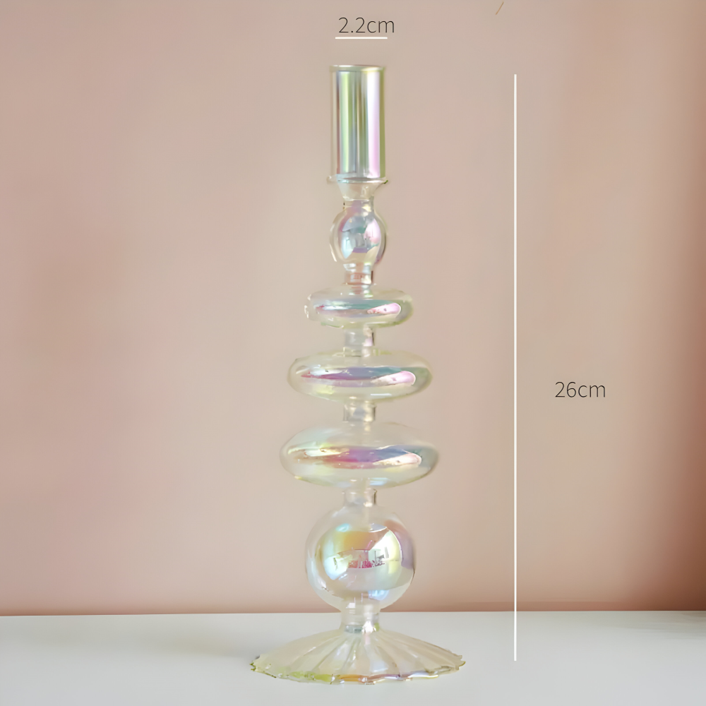 Kunstglas - Kerzenhalter regenbogenfarben