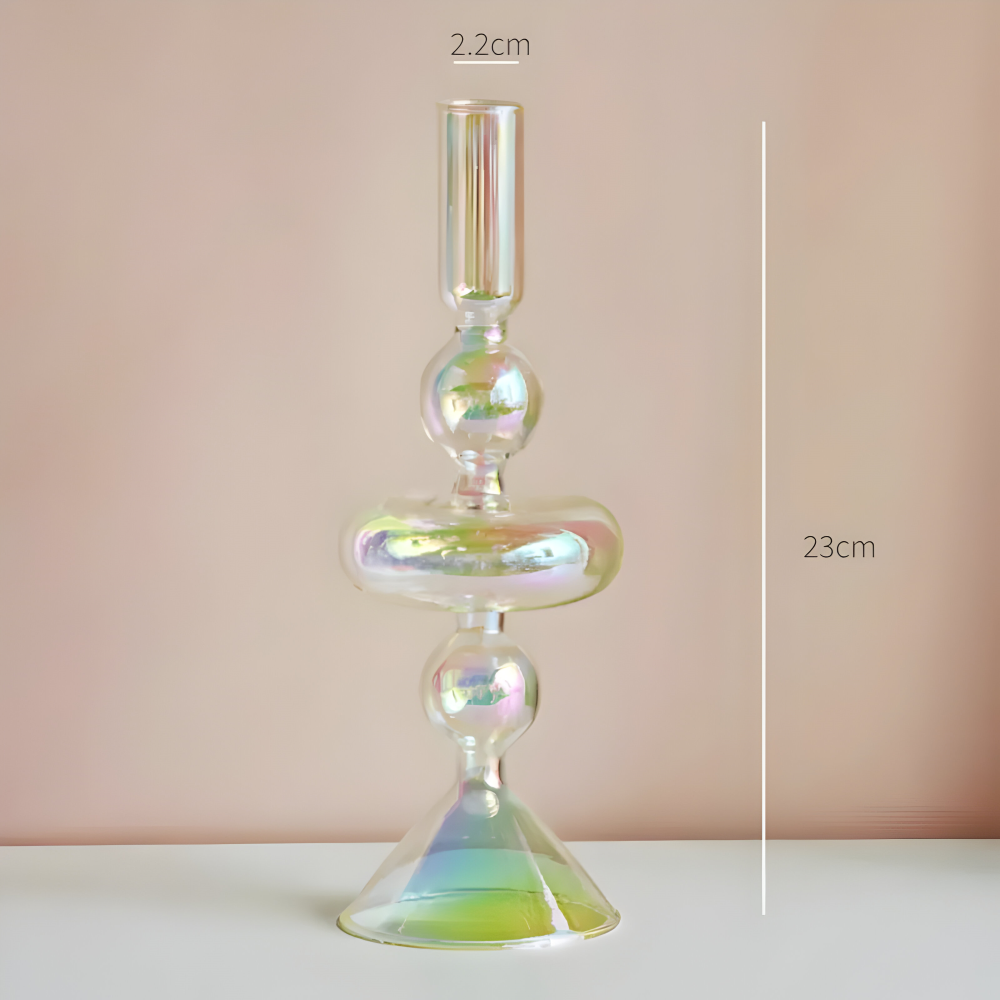 Kunstglas - Kerzenhalter regenbogenfarben
