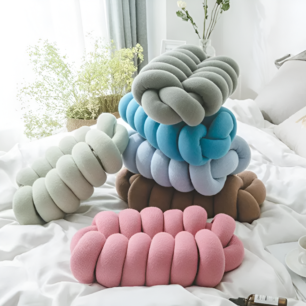 VividKnot  - Baumwolle Gestrickt Deko Kissen für Sofa & Stuhl Bliss