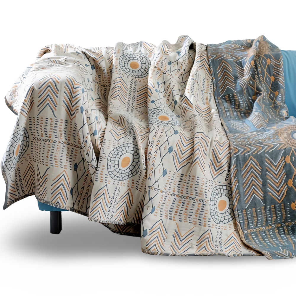 VividPure - Plaid - Wendbarer Sofa-Überwurf aus Baumwolle,
