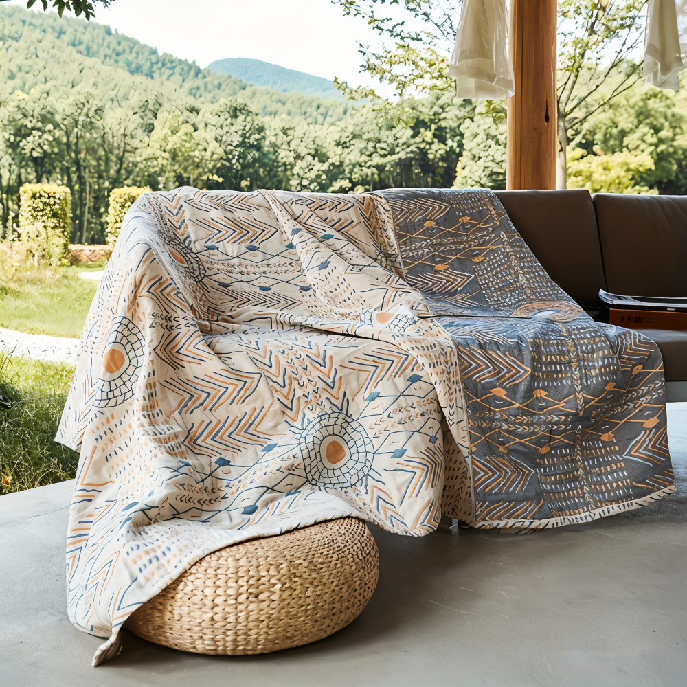 VividPure - Plaid - Wendbarer Sofa-Überwurf aus Baumwolle,