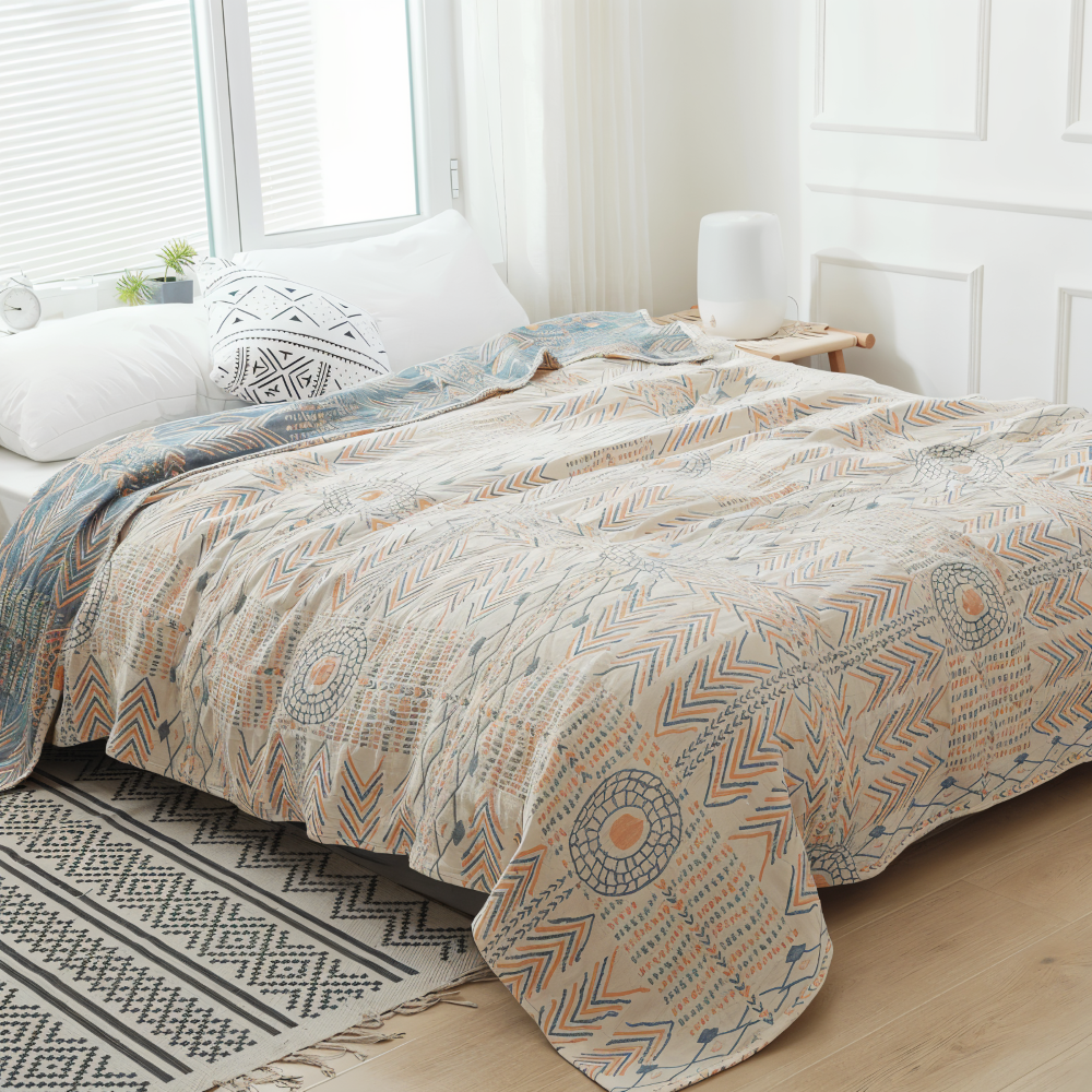 VividPure - Plaid - Wendbarer Sofa-Überwurf aus Baumwolle,