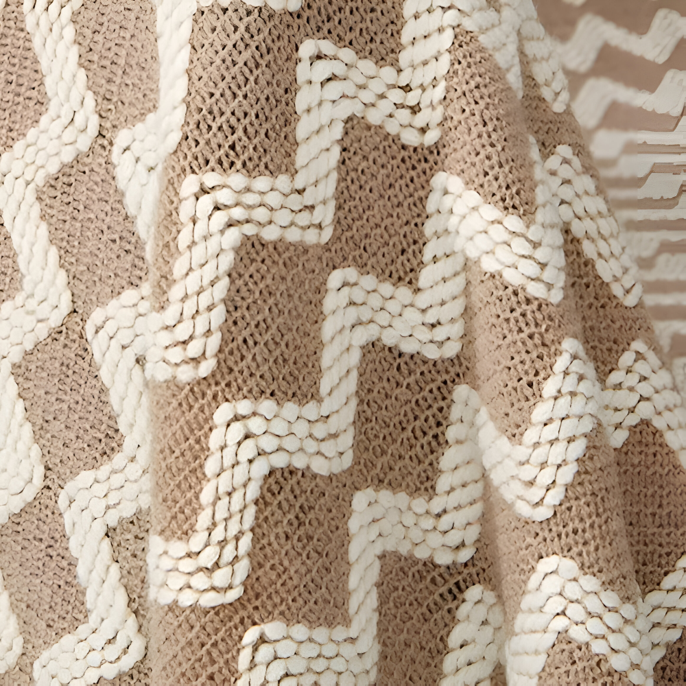 Wavi - Plaid - Kuscheldecke Boho Wellenmuster mit Quasten
