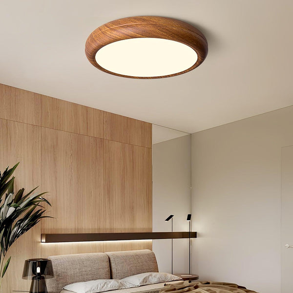 Orbita - Runde Deckenleuchte in Holzoptik