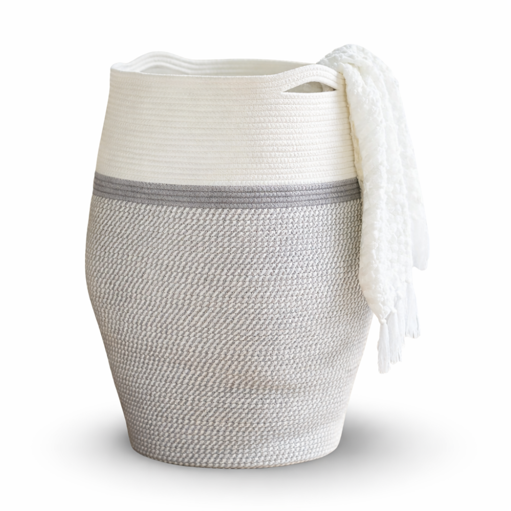 Organa - XL Boho Wäschekorb handgewebt aus Baumwollseil