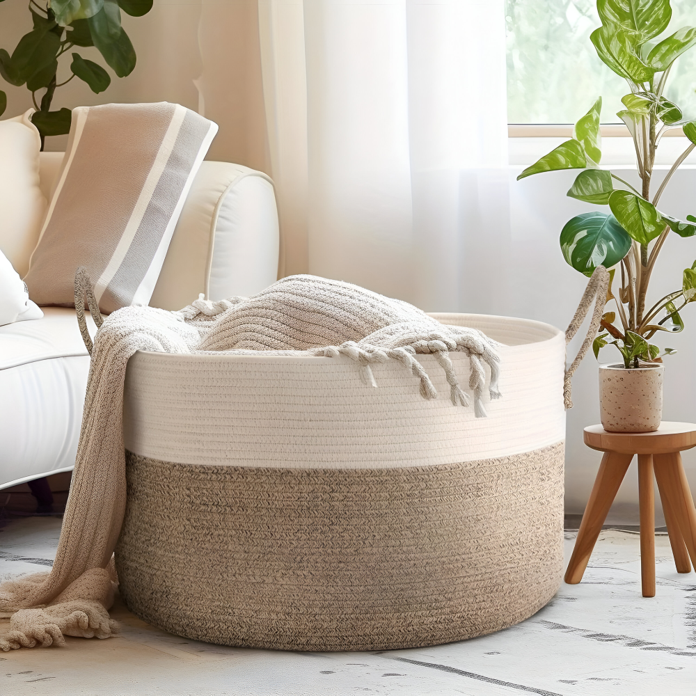 Aufbewahrungskorb - XL 51x34 cm aus geflochtenem Polyester