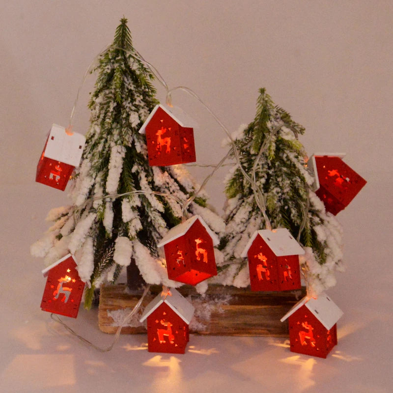 Weihnachtsdorf-Lichterkette - Holz, 2–3 m