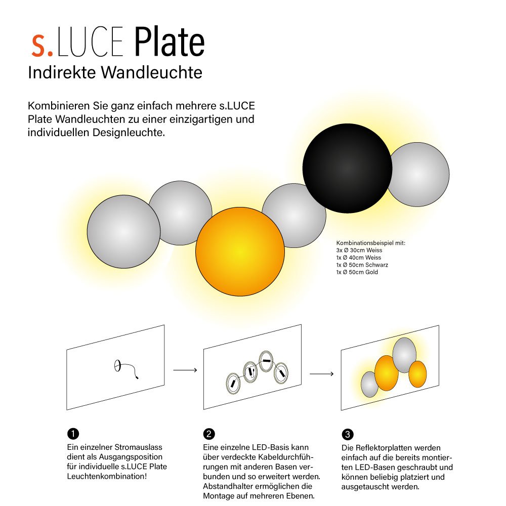 Skapetze - Indirekte LED-Wand- und Deckenleuchte Ø 30–50 cm