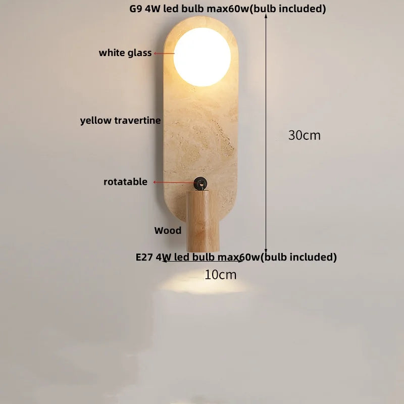 Skandinavische - Wandleuchte aus Naturstein und mattweißem
