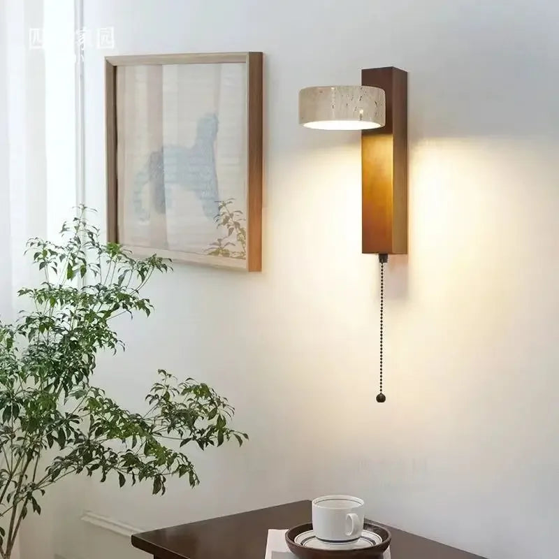 Wallix - Cremefarbene LED-Wandleuchte mit Zugschalter
