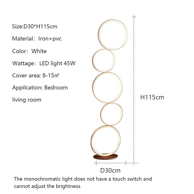 Nordische - LED-Stehleuchte, 5-Ring-Dimmfunktion