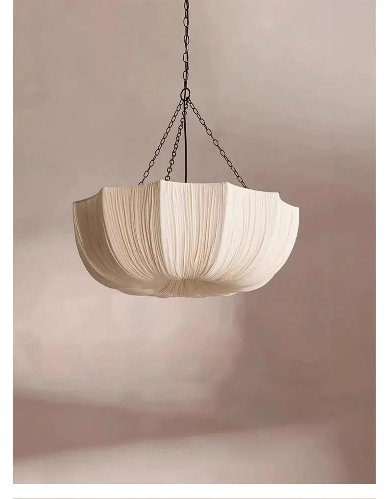 Lucero - Wabi-Sabi Stoff-Pendelleuchte in Beige mit 3 LEDs
