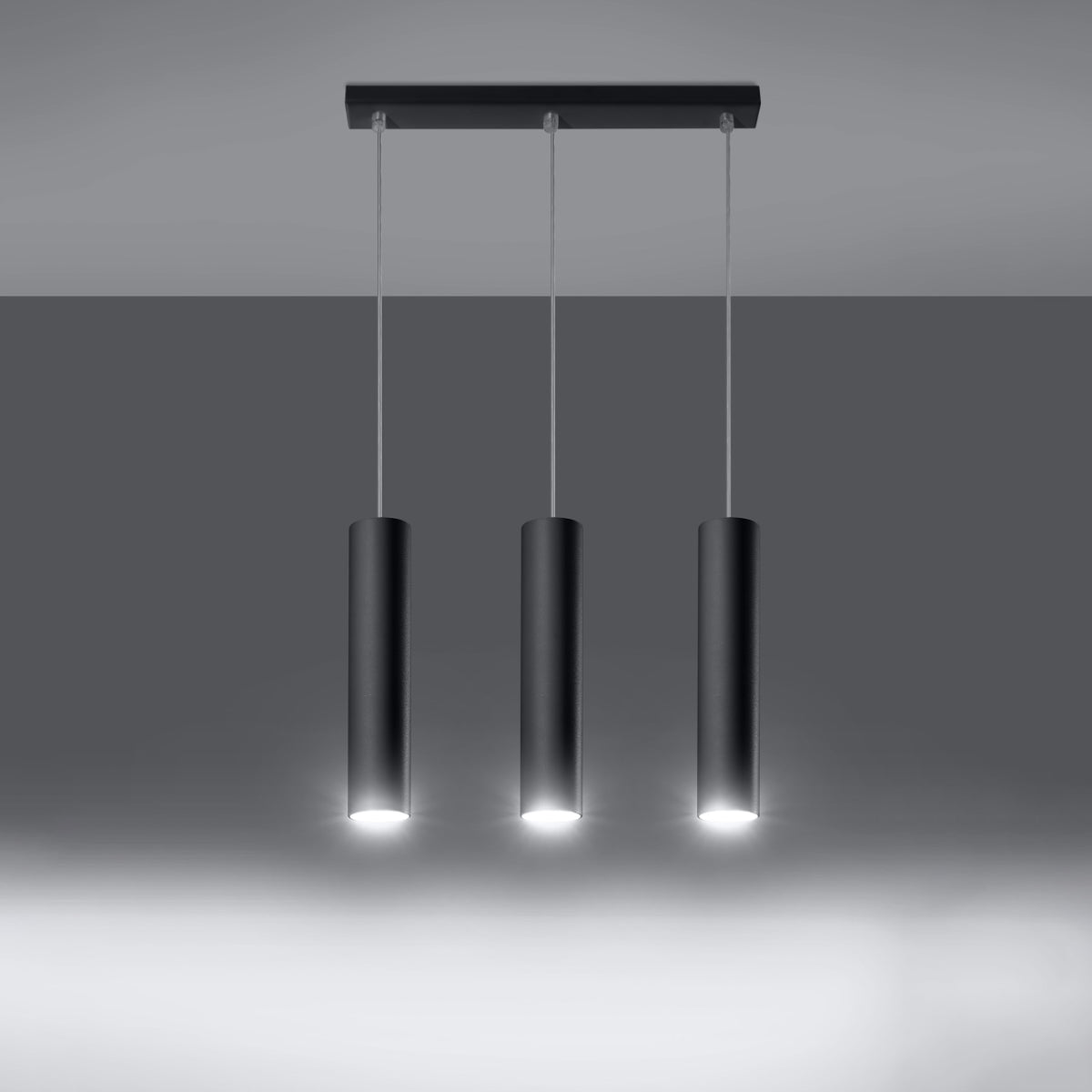 LAGOS - 3L Schwarze Pendelleuchte, 3-flammig, GU10